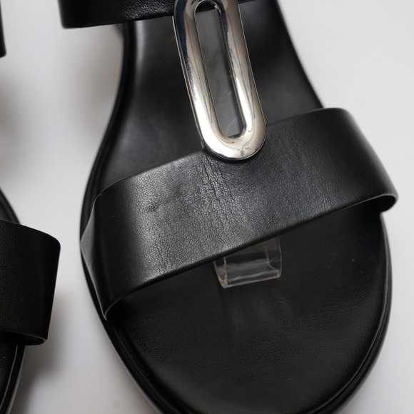 Italian Shoemakers Wedge Sandals Womens 10M Black Silver Hardware Italy - Picture 7 of 17